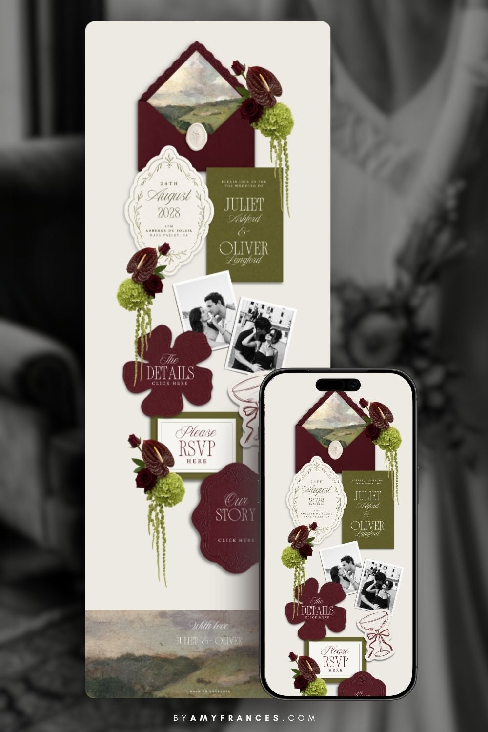 Wedding Website | Olive & Burgundy