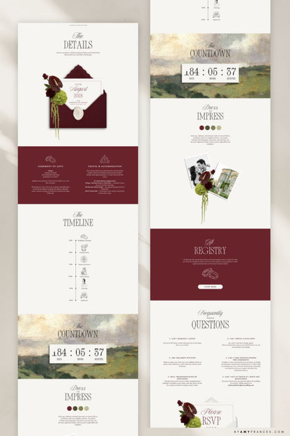 Wedding Website | Olive & Burgundy