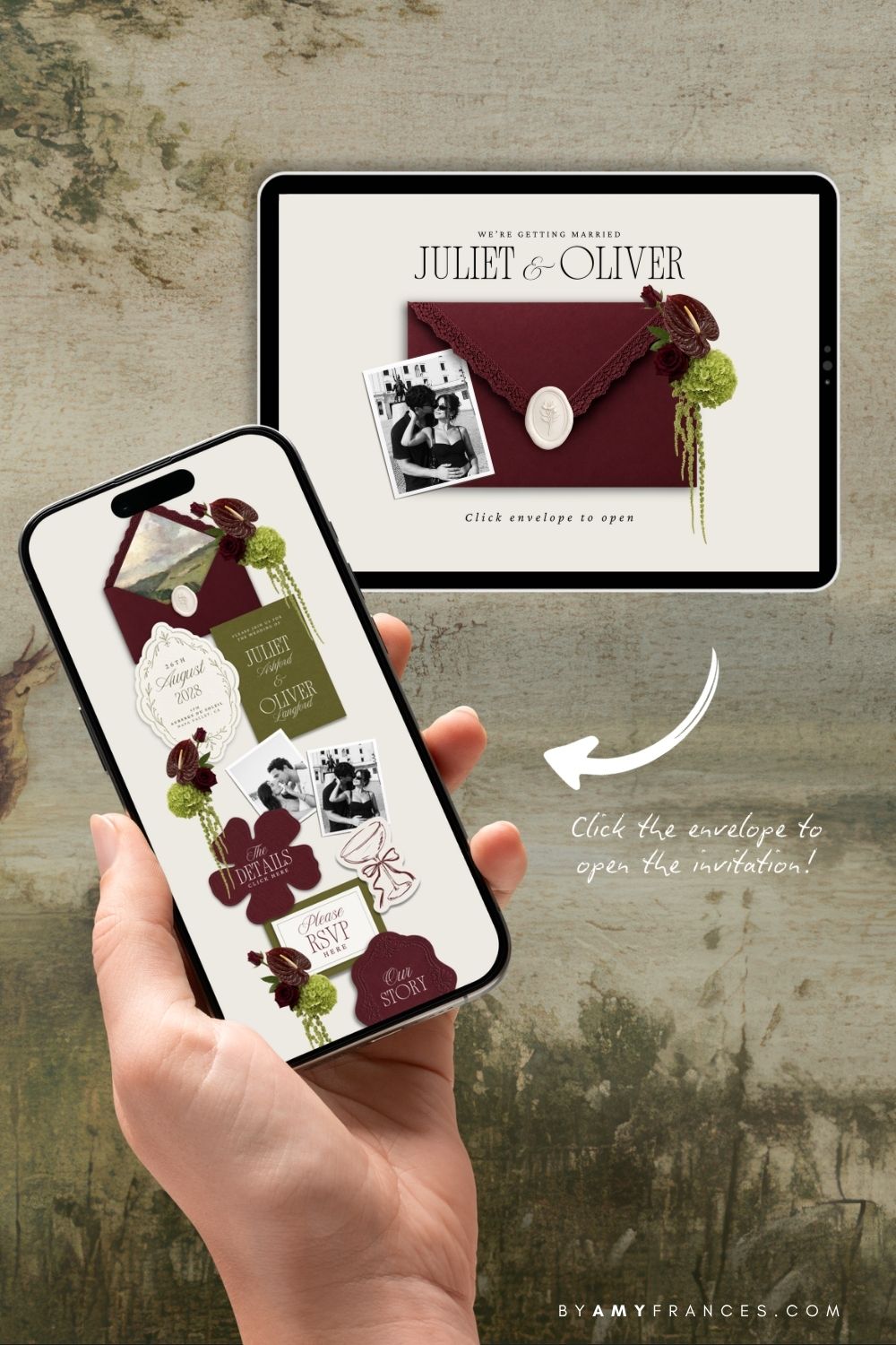 Wedding Website | Olive & Burgundy