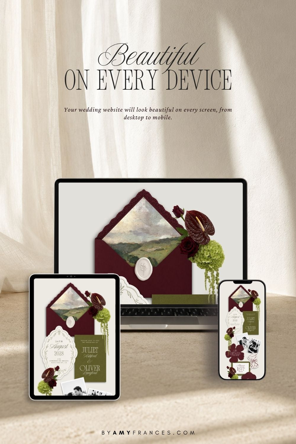 Wedding Website | Olive & Burgundy