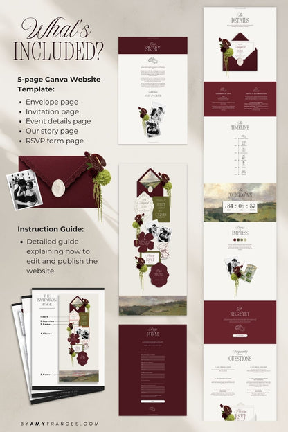 Wedding Website | Olive & Burgundy