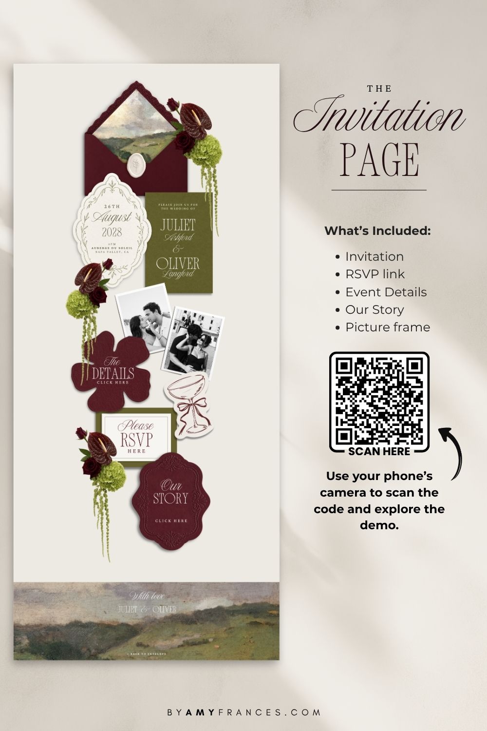Wedding Website | Olive & Burgundy