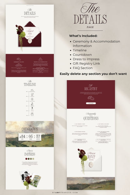 Wedding Website | Olive & Burgundy