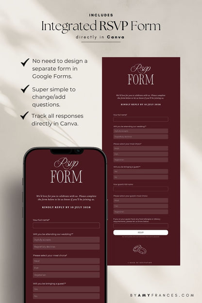 Wedding Website | Olive & Burgundy
