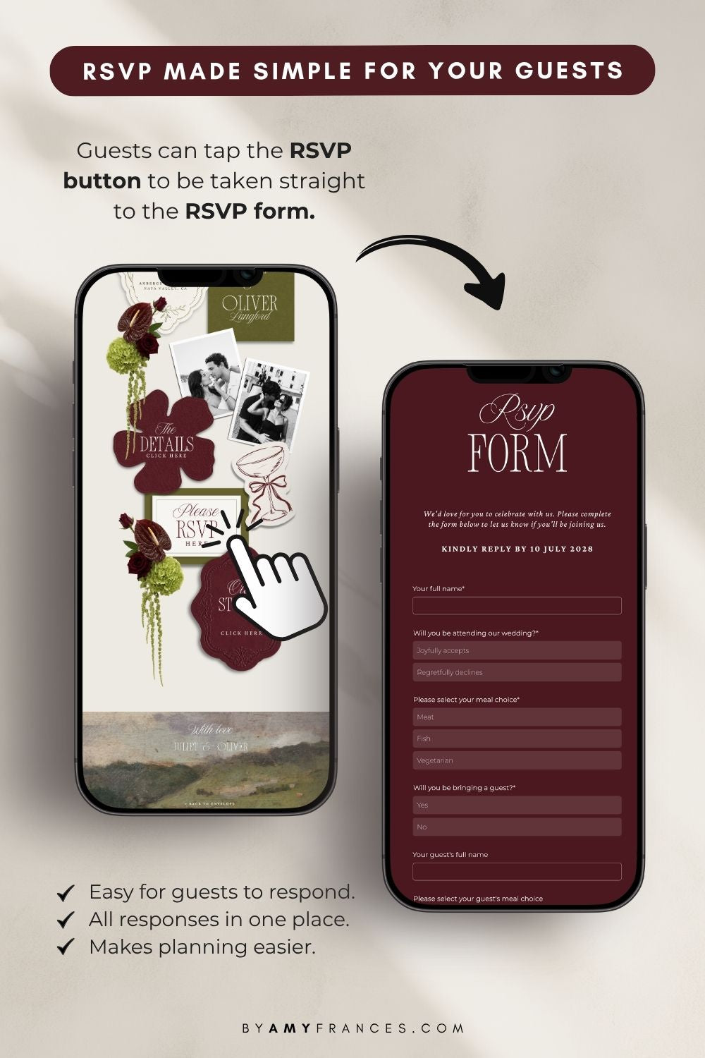 Wedding Website | Olive & Burgundy