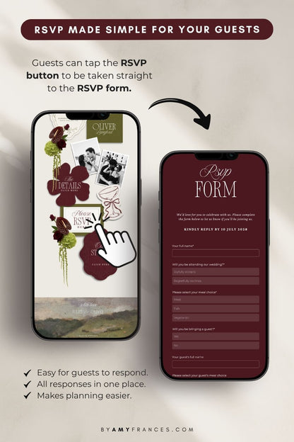 Wedding Website | Olive & Burgundy