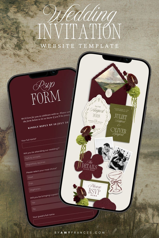 Wedding Website | Olive & Burgundy