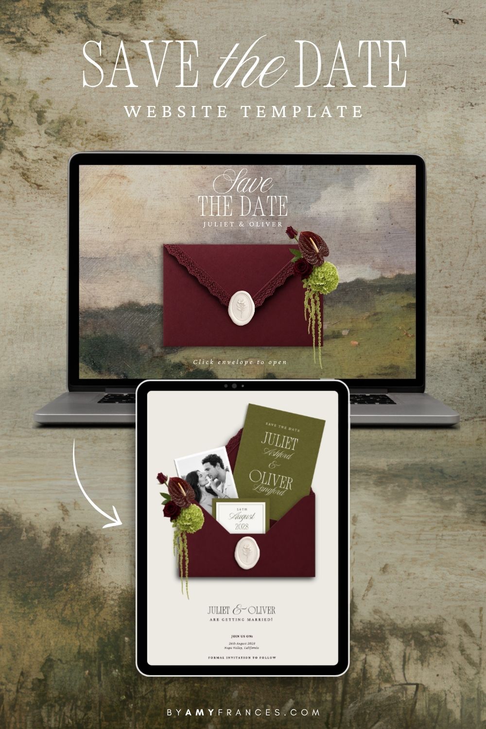 Save the Date | Olive & Burgundy