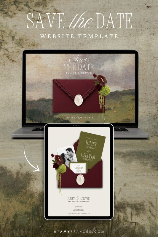 Save the Date | Olive & Burgundy