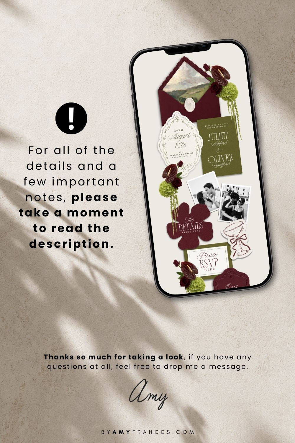 Wedding Website | Olive & Burgundy