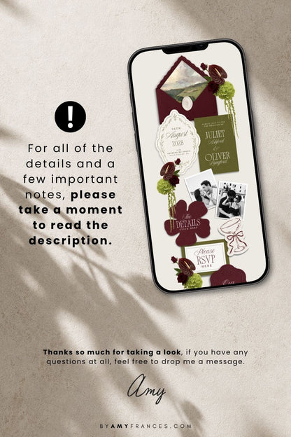 Wedding Website | Olive & Burgundy