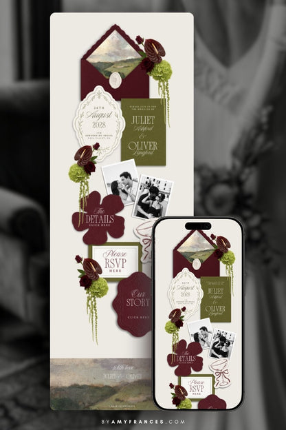 Wedding Website | Olive & Burgundy