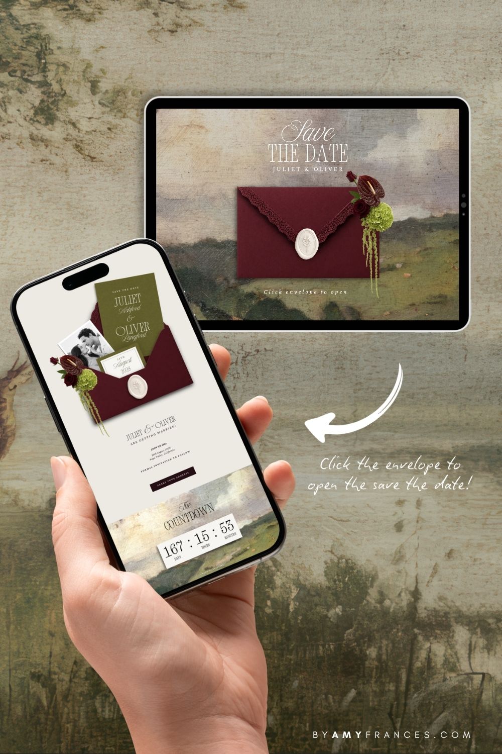Save the Date | Olive & Burgundy