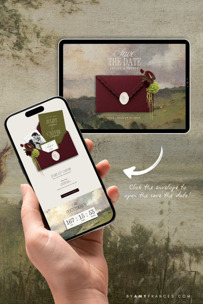 Save the Date | Olive & Burgundy