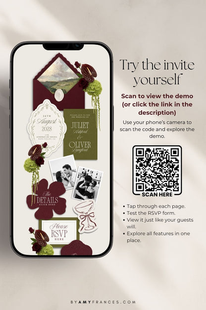 Wedding Website | Olive & Burgundy
