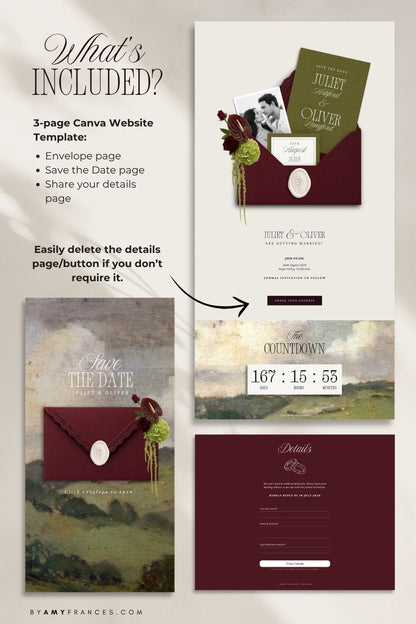 Save the Date | Olive & Burgundy