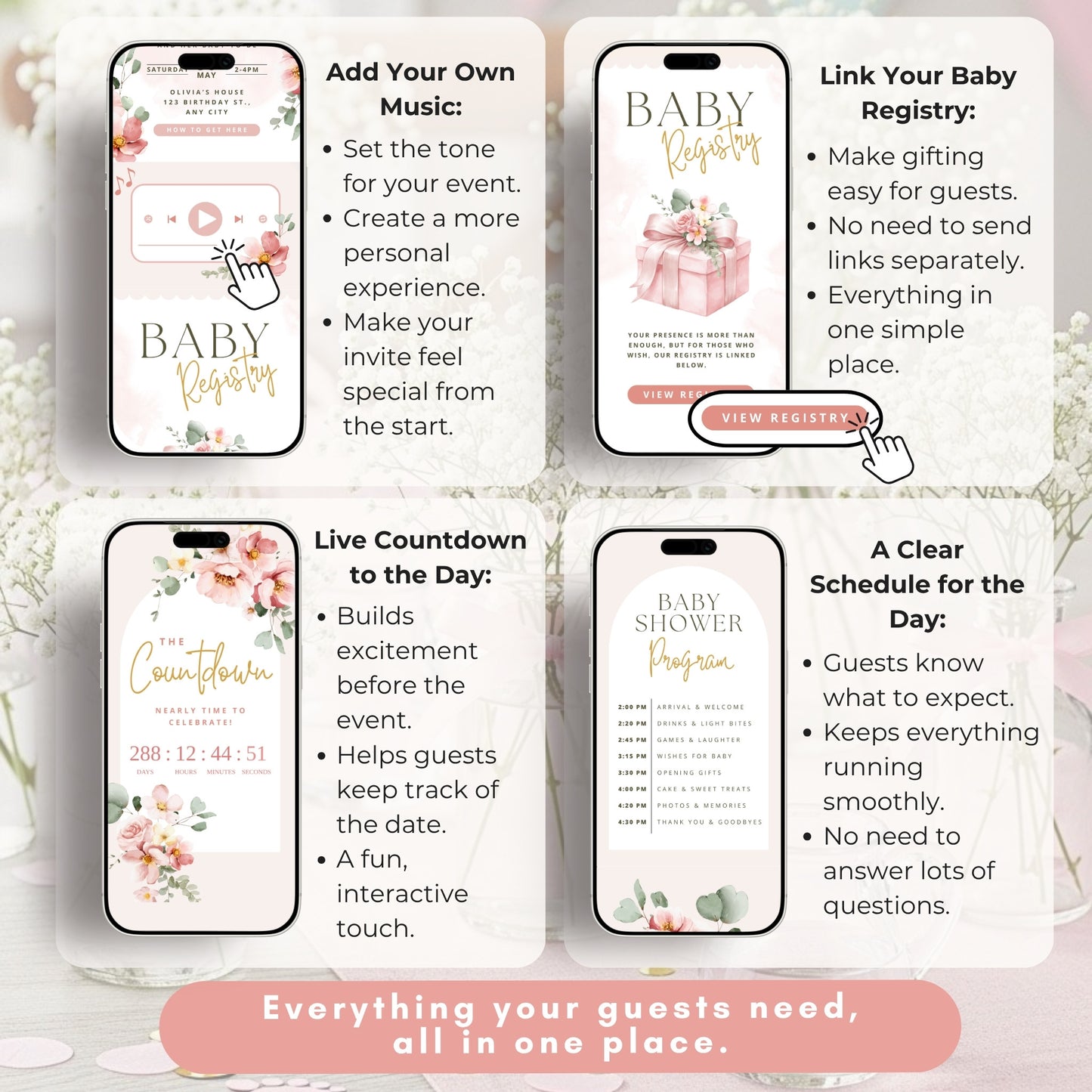 Floral Baby Shower Digital Invitation