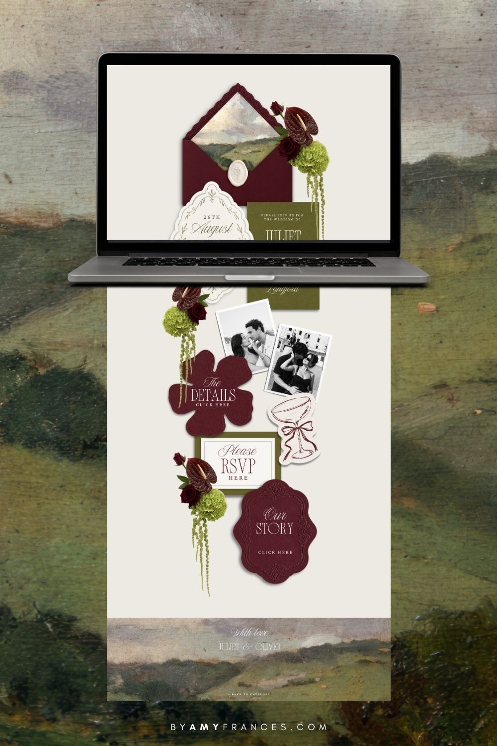 Wedding Website | Olive & Burgundy