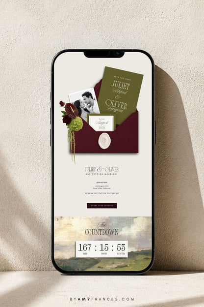 Save the Date | Olive & Burgundy