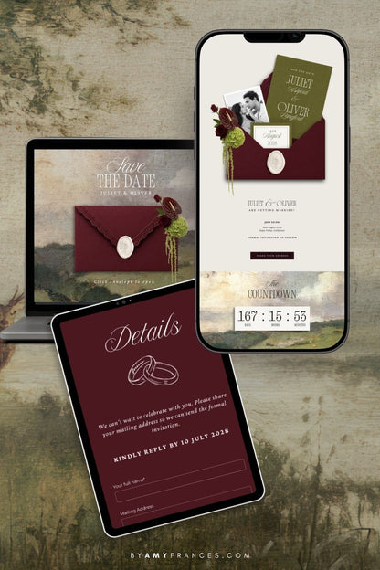 Save the Date | Olive & Burgundy